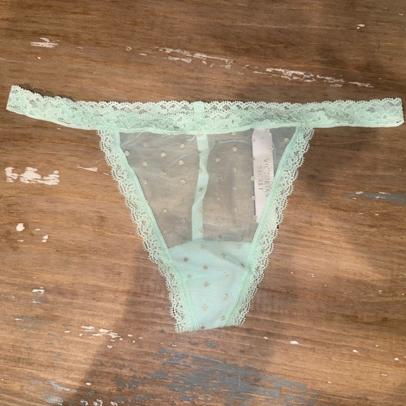 Victoria's Secret Other - Victoria’s Secret Lace V-String with Gold Shimmer